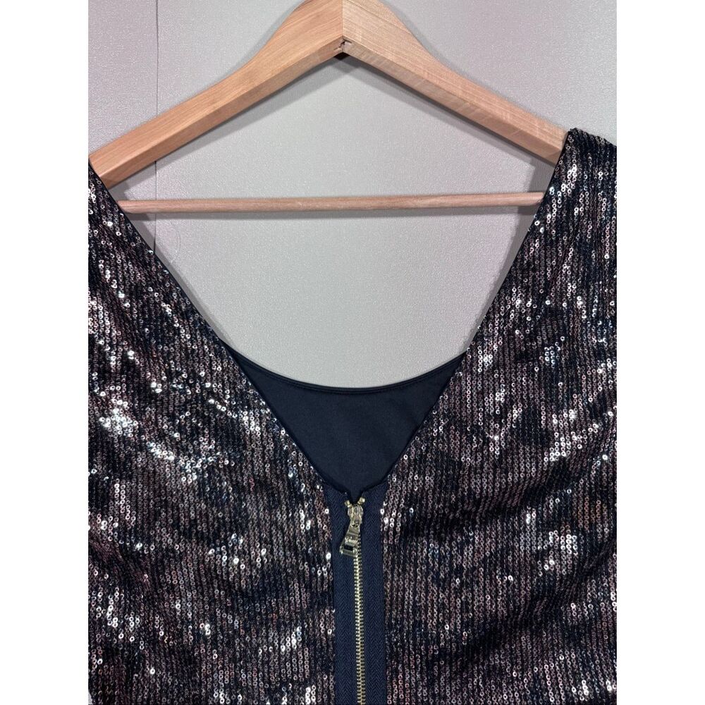 Guess Sequin Off Shoulder Bodycon Sheer Sleeve Dress - Picture 10 of 12